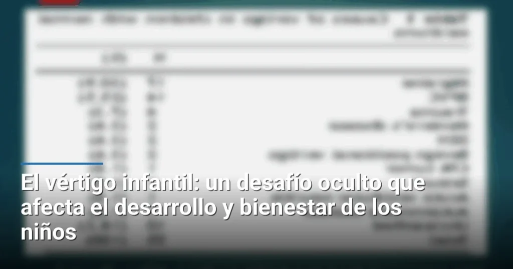 El vértigo infantil: un desafío oculto que afecta el desarrollo y bienestar de los niños